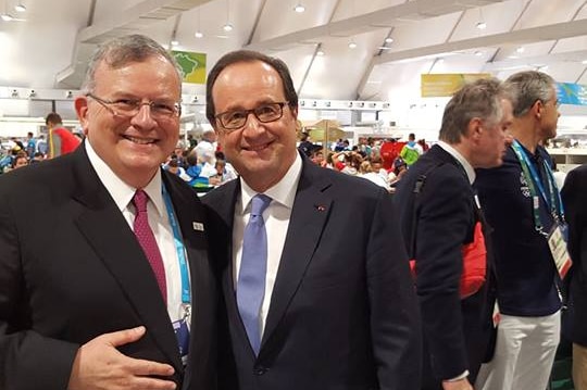 The Ambassador of Greece in Brazil, Mr. Kyriakos Amiridis with the president of France François Hollande