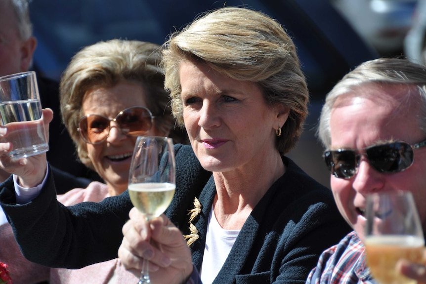 Deputy Liberal leader Julie Bishop toasts election victory