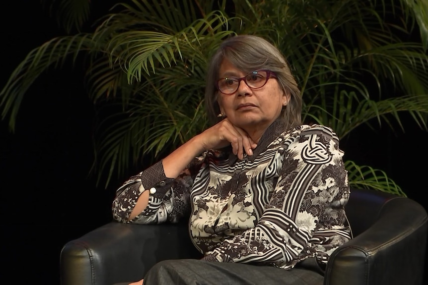 NT Deputy Treaty Commissioner Ursula Raymond sitting in a panel discussion.