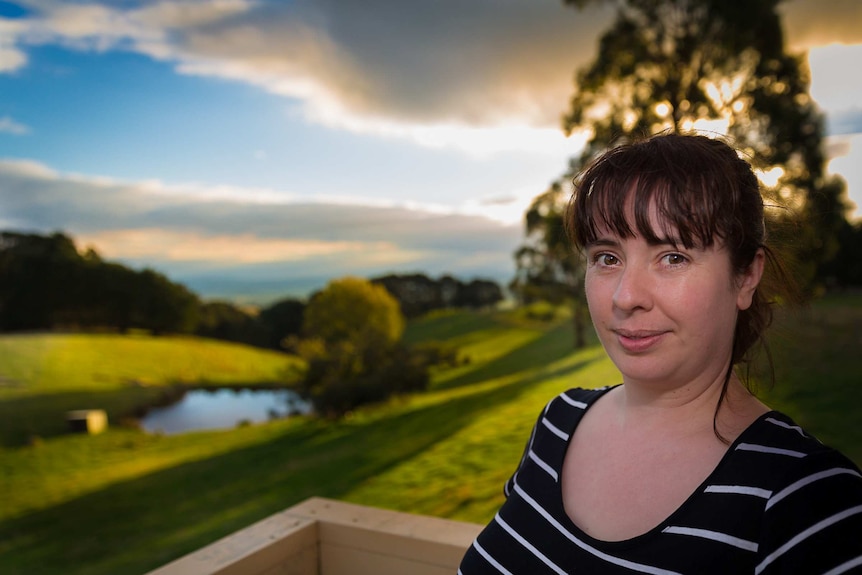 Sally Ruljancich on her property in Gippsland, Victoria.