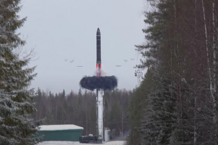 A Russian Yars intercontinental ballistic missile is launched.