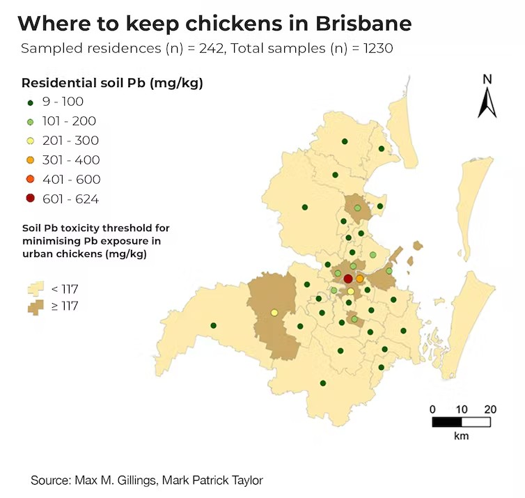 A map of brisbane with red dot in the centre