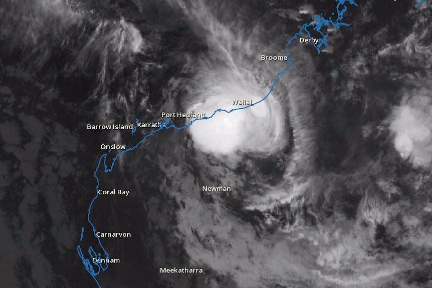 Satellite view of Cyclone Stan over WA coast