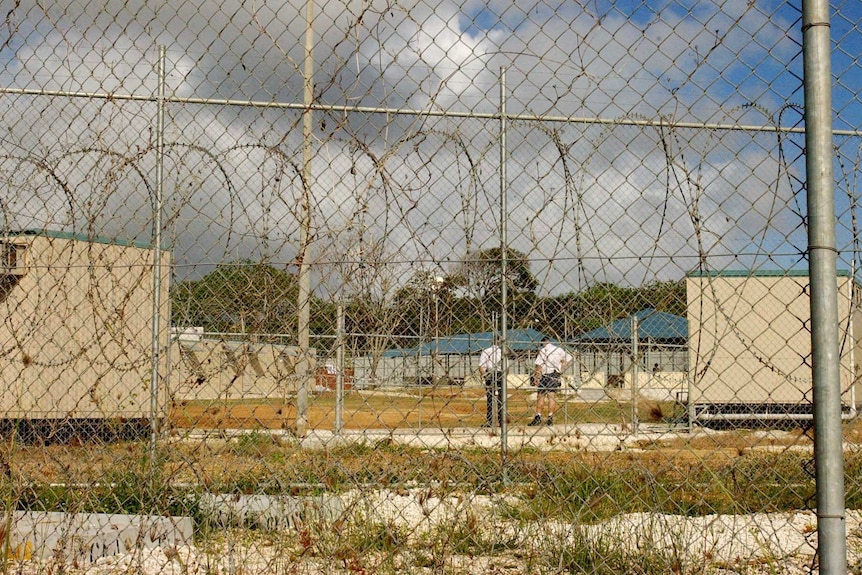 Barbed wire and fencing outside the Christmas Island Detention Centre.