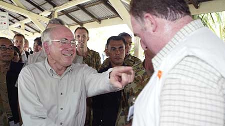 John Howard visits a hospital during his tour of Banda Aceh.