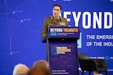 Chief of Army Lieutenant General Simon Stuart speaking from the conference podium.