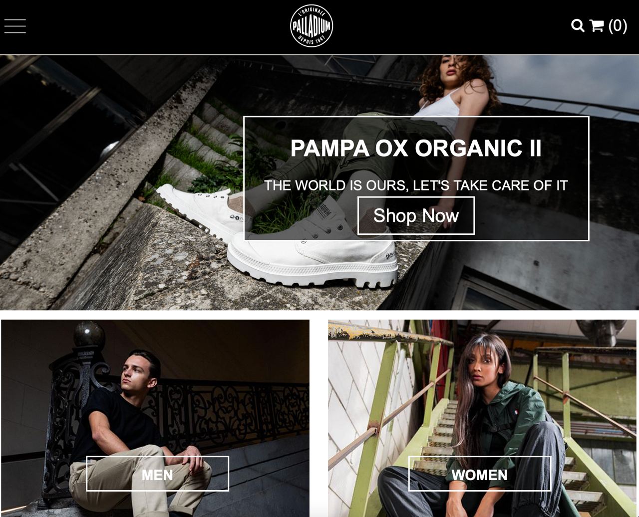 A screenshot of a shopping website showing three models posing in separate shots.