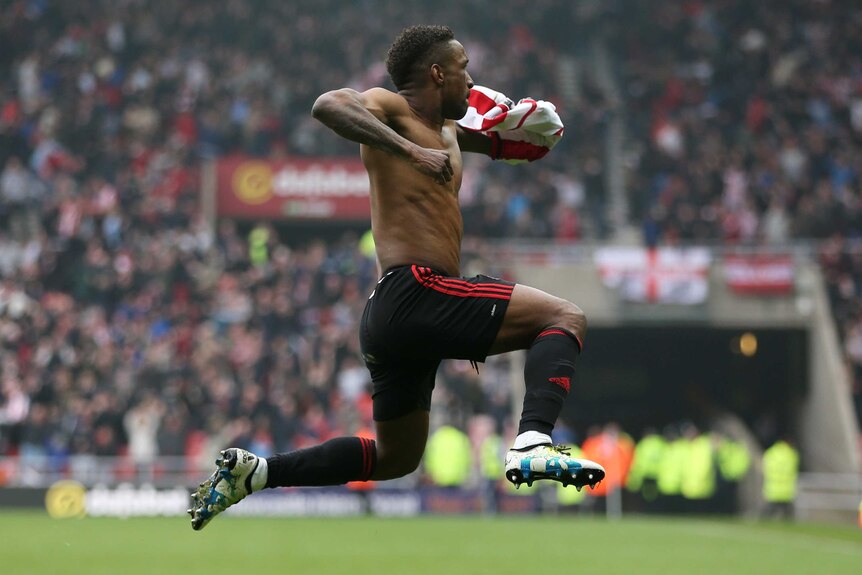 Jermain Defoe celebrates a goal for Sunderland