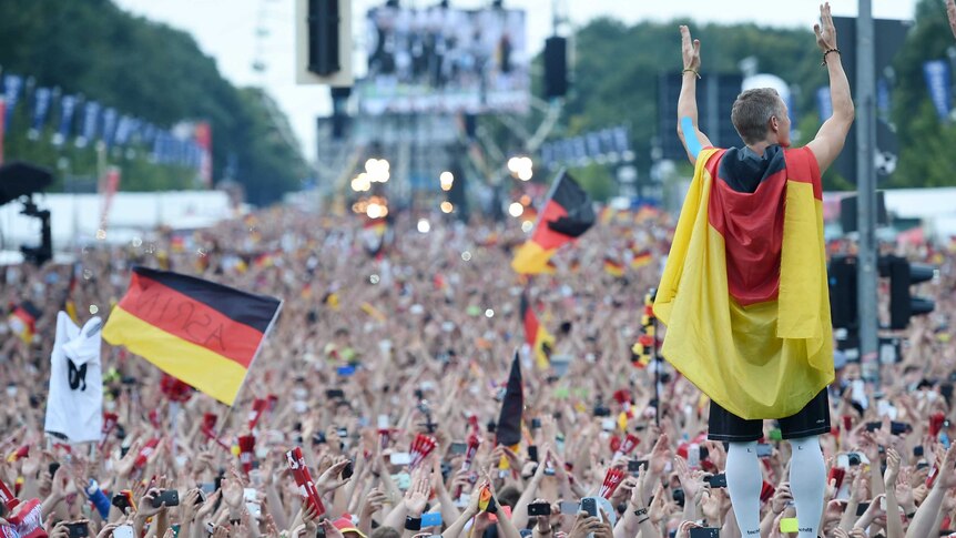 Schweinsteiger celebrates World Cup win in Berlin