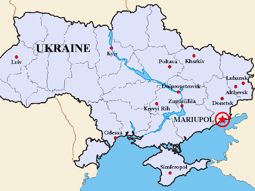 Map of Mariupol in Ukraine