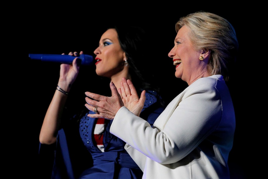 Hillary Clinton with musician Katy Perry