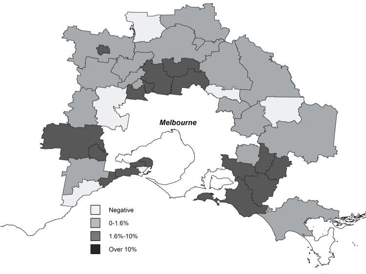 A graph of Melbourne's increasing population