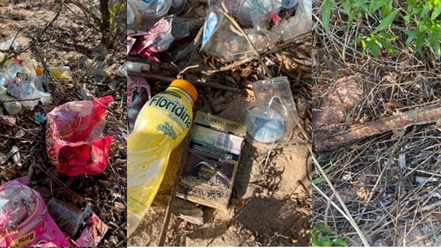 Composite image of pieces of Indonesian rubbish found at a suspected illegal fishing camp in the far northern Kimberley