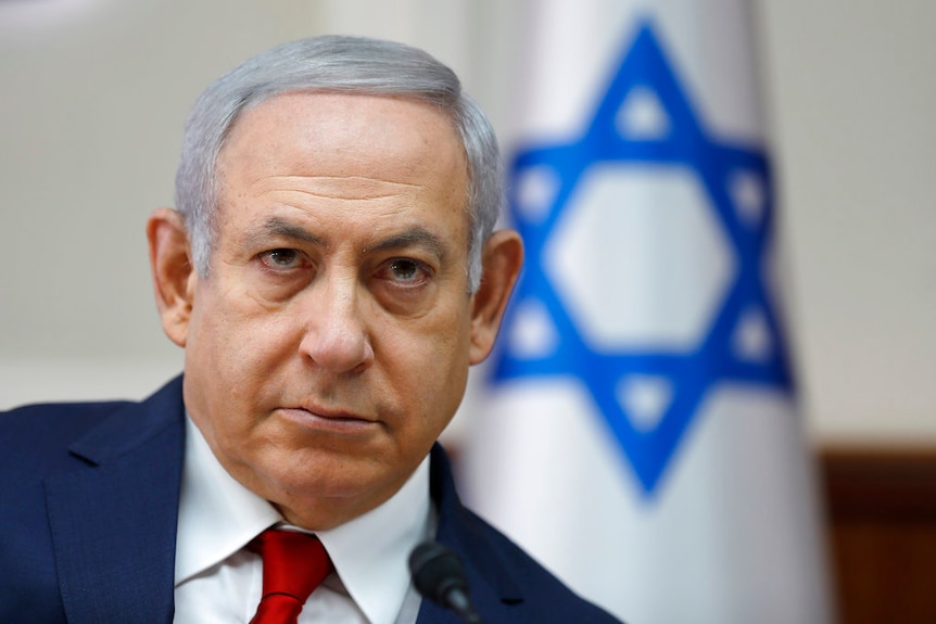 Israeli Prime Minister Benjamin Netanyahu chairs the weekly cabinet meeting.