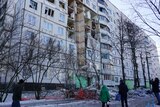 A residential building damaged by recent shelling.