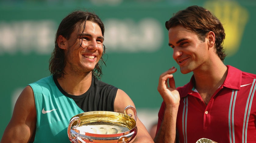 Roger Federer and Rafael Nadal together on podium