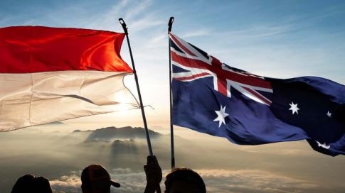 The Indonesian national flag and Australian national flag