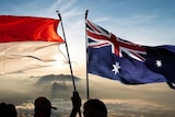 The Indonesian national flag and Australian national flag