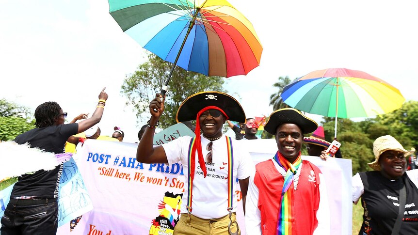 Gay people parade in Uganda