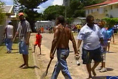 Residents gather on Palm Island