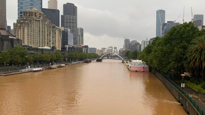 The Yarra River was browner than usual after 'dirty rain' in Melbourne