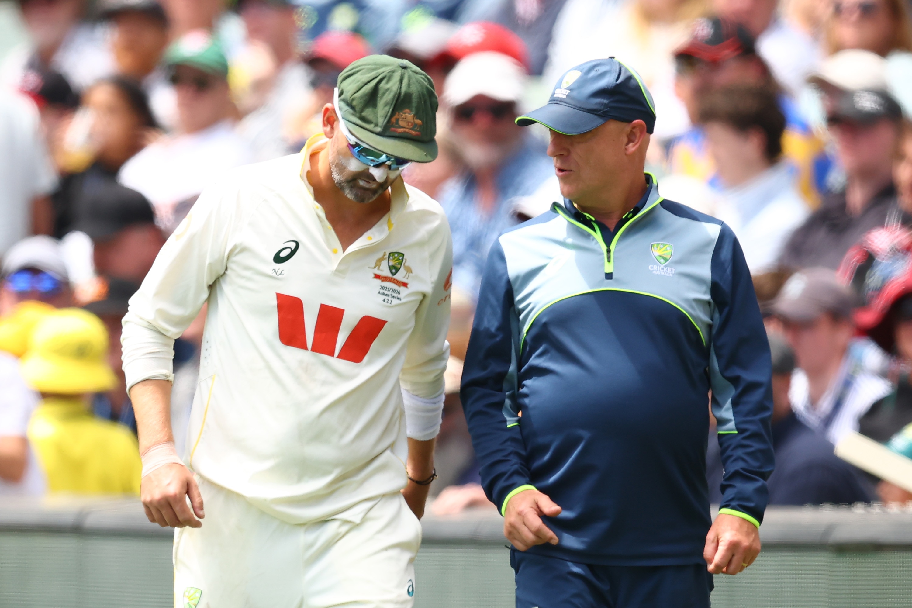 Live: 'What are you doing?' First English wicket falls after Lyon injured