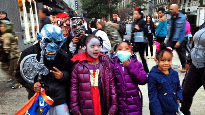 New York City youngsters get in the Halloween spirit on the Upper West Side