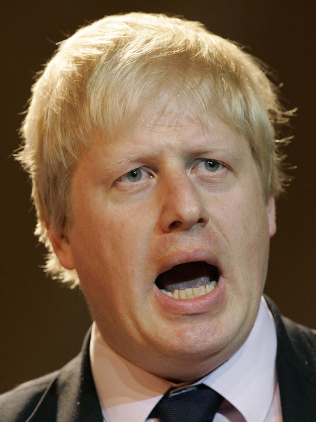 Head shot of Boris Johnson with mouth open