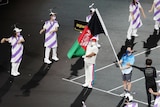 Afghanistan flag is paraded during the opening ceremony
