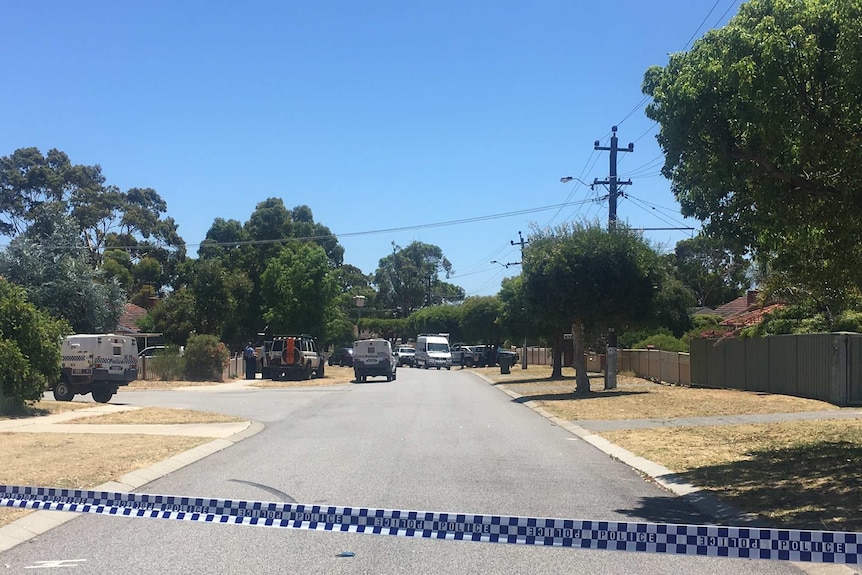 Police tape is stretched across the road at Bullsbrook where a body has been found.