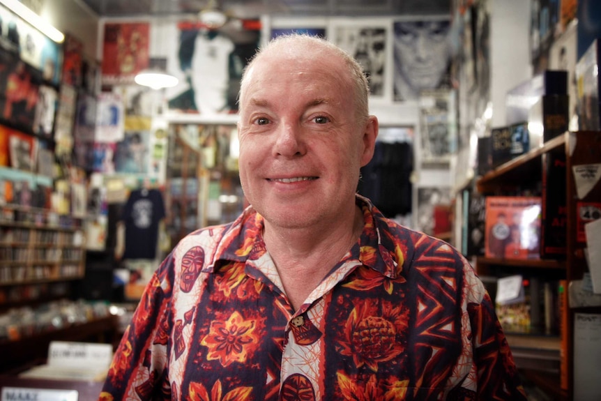 Bruce Milne in his shop Greville Records in Prahran.