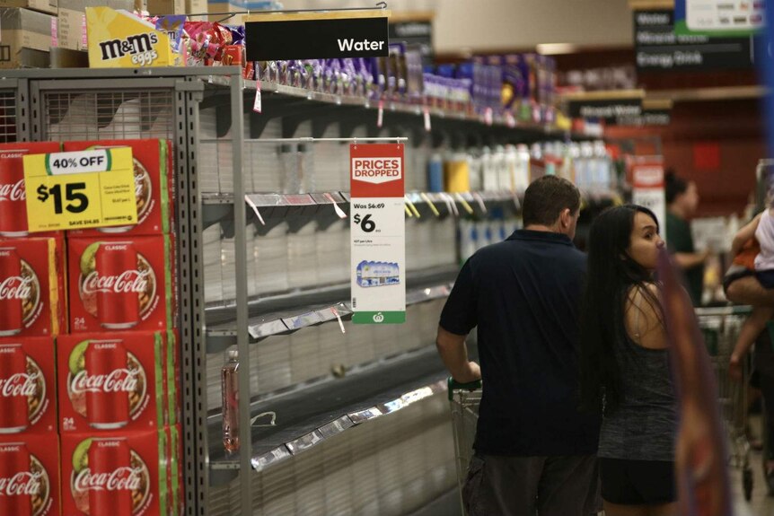 Empty shelves in a Port Hedland supermarket.