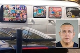An image of Cesar Sayoc inset with a photo of his van.