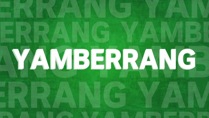 The word 'yamberrang' is written in bold white text with a green background. 