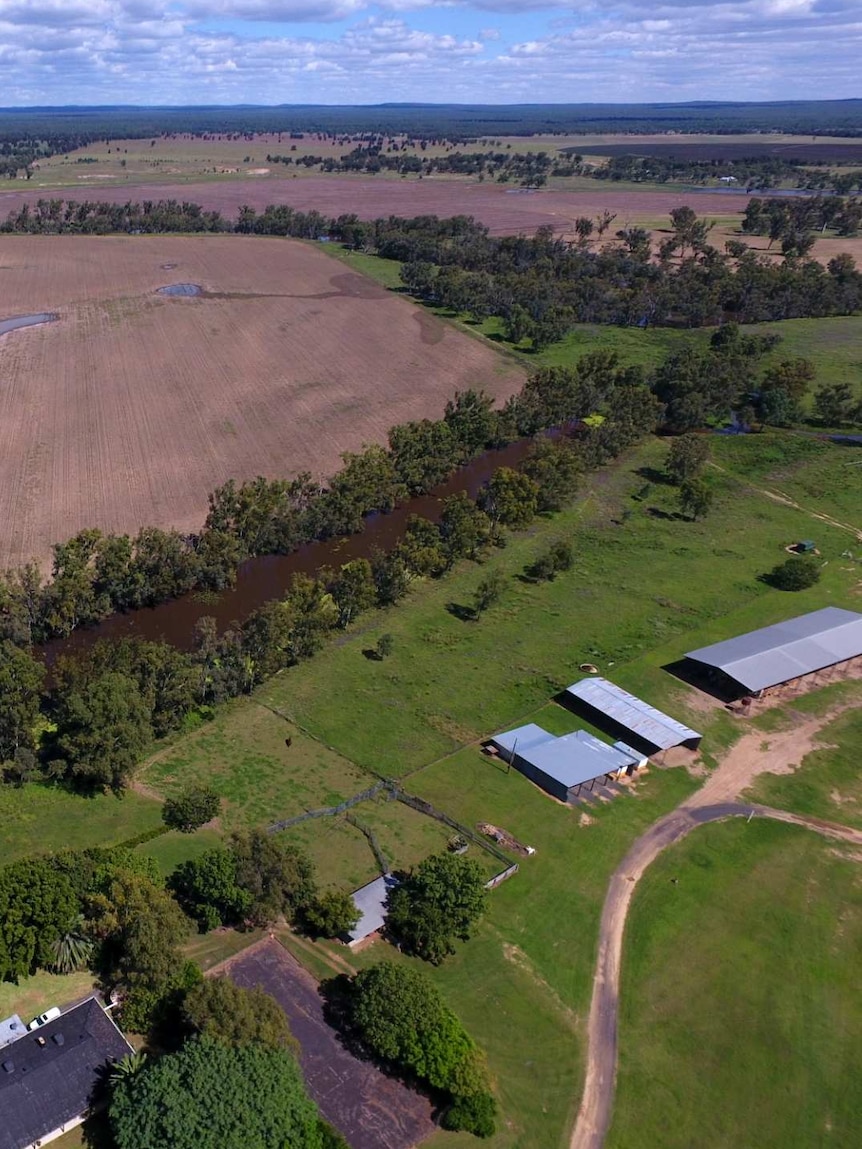 An aerial view of Kelly Ostwald's farm.