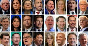 A composite image of the democratic contenders for the 2020 presidential nomination