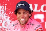 Michael Matthews celebrates in Giro pink jersey
