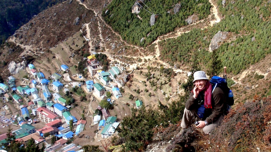 Craig Allen above Namche, Nepal.