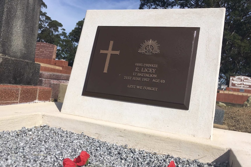 A new headstone at Nowra Cemetery for Private Ernest Licey, an Indigenous soldier honoured 60 years after his death.