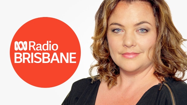presenter Kate O'Toole on the right with ABC Radio Brisbane logo on the left