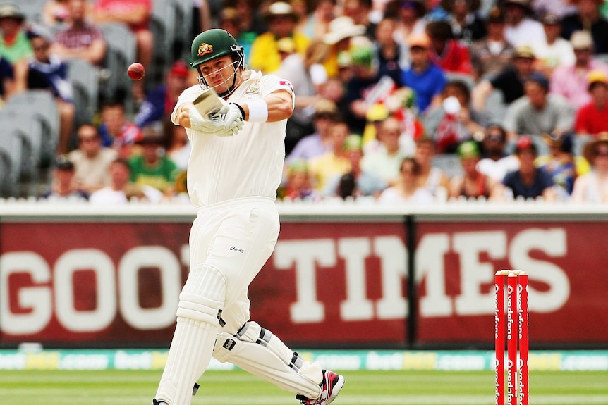 Half-centurion ... Shane Watson pulls for four.