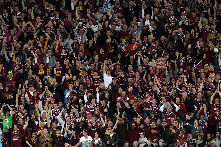 Queensland Maroons fans at State of Origin in Brisbane