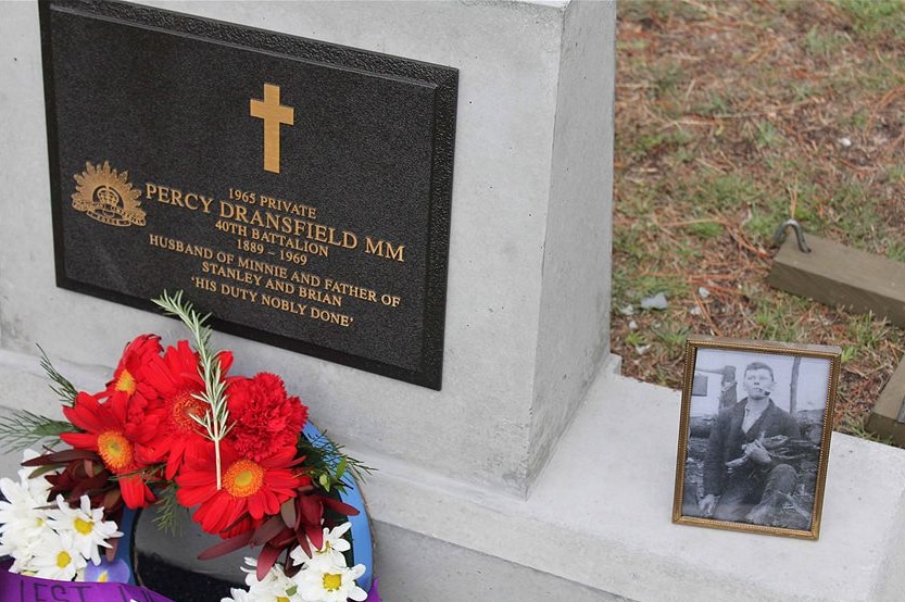 Gravestone for a formerly unmarked soldier's grave