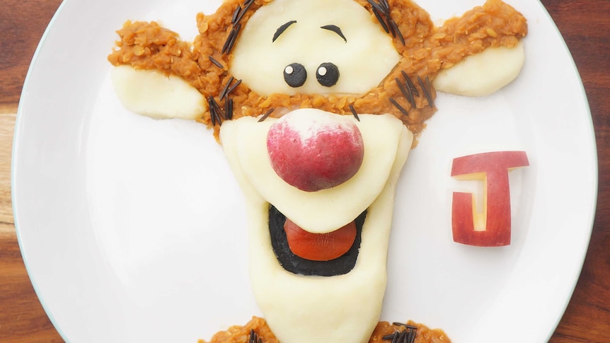 Food sculpture of tigger.