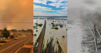 composite image of three different weather events