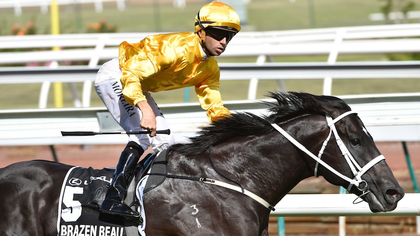 Brazen Beau and Joao Moreira win the Newmarket Handicap