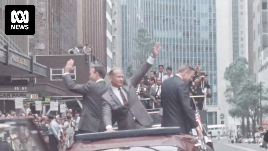 Apollo 11 astronauts' trip to Australia highlighted in newly unearthed colour news reel