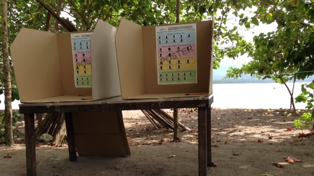 Ballot boxes in Rorvana village during the Bougainville elections