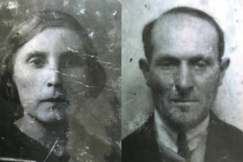 Composite image of two black and white photos: one a woman and the other a man of similar mid-age, with neutral expressions.