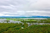 Aerial shot of floodwater at Braemeadows.